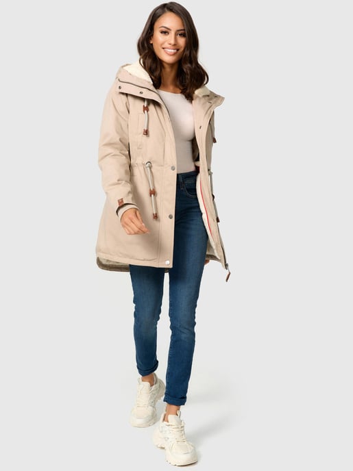 Navahoo Ireliaa Women's Parka – Wind-Resistant Winter Jacket with Teddy Fleece & Hood - Beige - Image 1