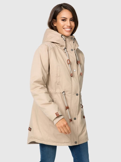 Navahoo Ireliaa Women's Parka – Wind-Resistant Winter Jacket with Teddy Fleece & Hood - Beige - Image 3