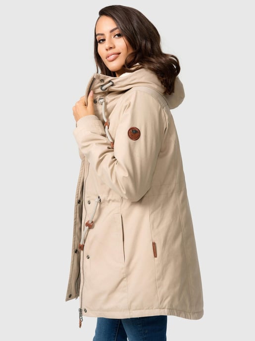 Navahoo Ireliaa Women's Parka – Wind-Resistant Winter Jacket with Teddy Fleece & Hood - Beige - Image 4