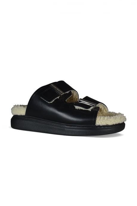 Alexander McQueen tapschoenen met schapenvacht gevoerd zwart - Image 3