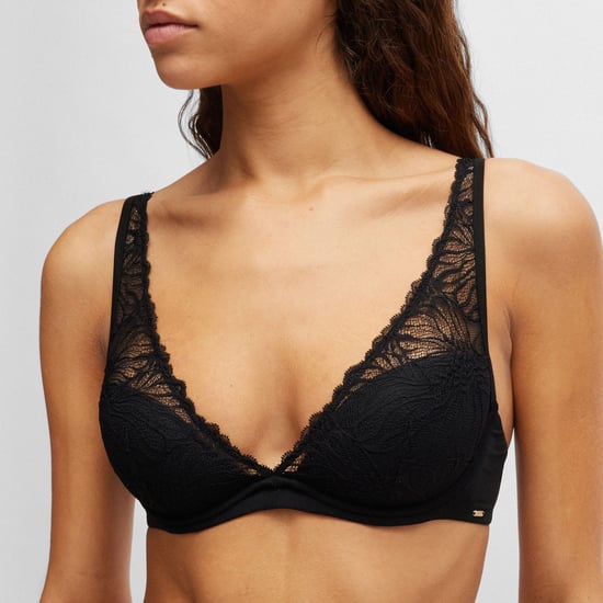 Women's Boss Logo Trim Underwired Bra in Black - Image 4
