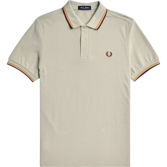 Fred Perry M3600 Twin Tipped Polo Shirt Oatmeal - Image 4