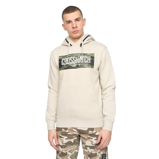 Crosshatch Heren Camtort Hoodie (Licht Steen) - Image 1