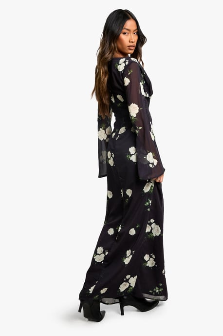 Floral Chiffon Plunge Maxi Dress - Image 2