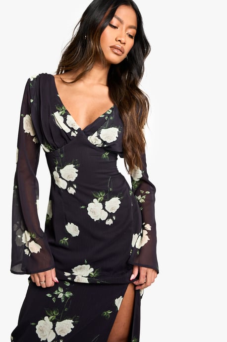 Floral Chiffon Plunge Maxi Dress - Image 4