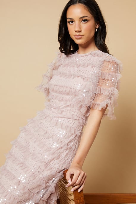 Sequin Ruffle Detail Maxi Dress - Image 1