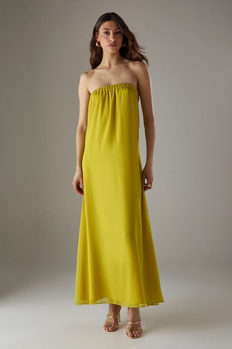 Yoryu Chiffon Elasticated Back Bandeau Maxi Dress - Image 2