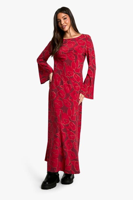 Floral Flare Sleeve Maxi Dress - Image 1