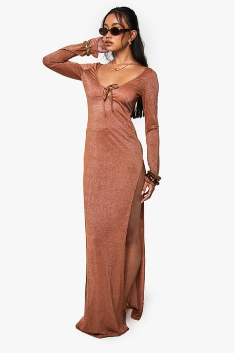 Premium Swim Glitter Long Sleeve Maxi Beach Dress - Image 3