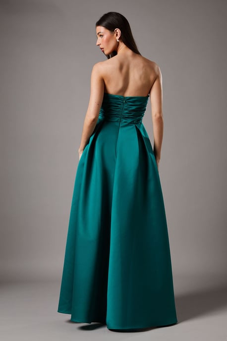 Bandeau Structured Column Maxi Bridesmaids Dress With Overskirt - Image 3