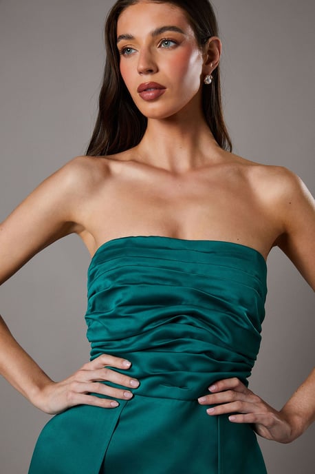 Bandeau Structured Column Maxi Bridesmaids Dress With Overskirt - Image 4