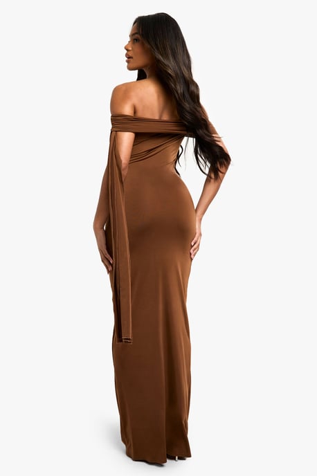 Twist Detail Off Shoulder Drape Maxi Dress - Image 2