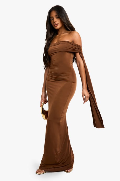 Twist Detail Off Shoulder Drape Maxi Dress - Image 3