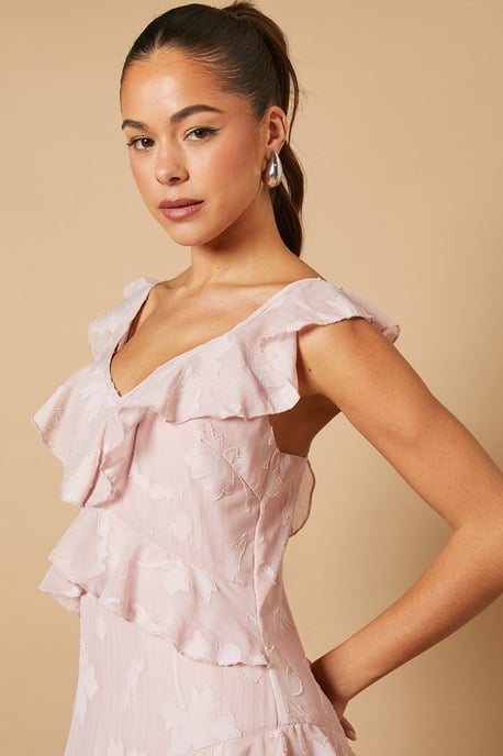 Ruffle Jacquard Print Maxi Dress - Image 5