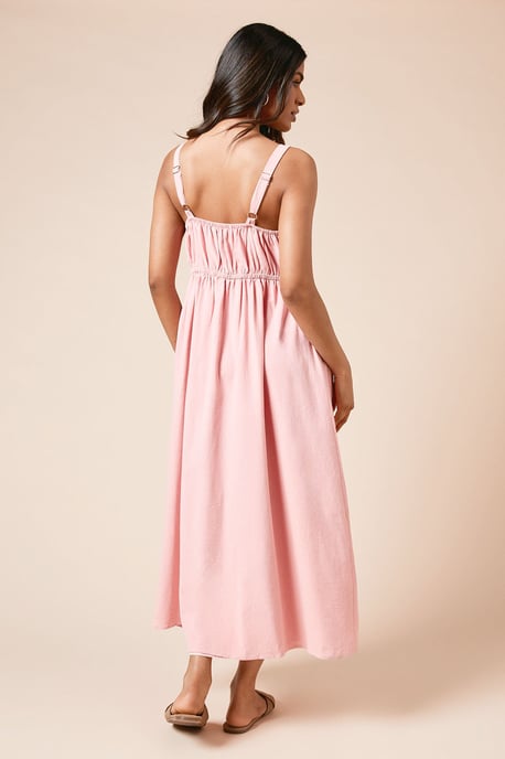 Petite Floral Button Up Embroidered Midi Dress - Image 3