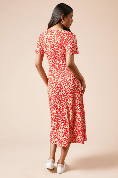 Petite Animal Wrap Front Midi Dress - Image 3