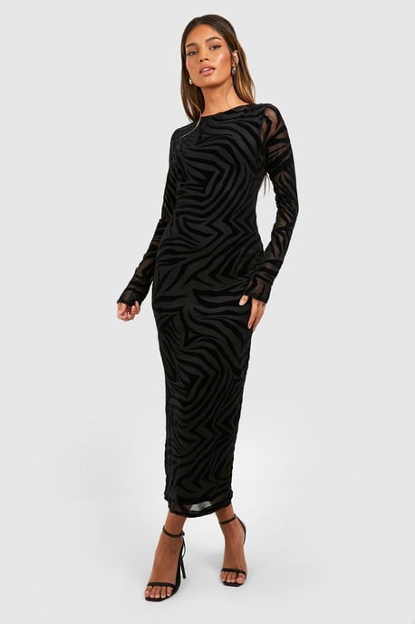 Zebra Devore Midaxi Dress - Image 1