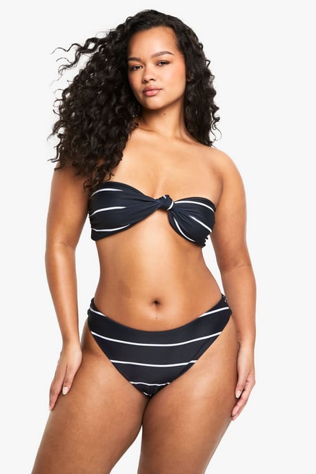 Plus Swimwear Essentials High Waist Stripe Brief - Image 1
