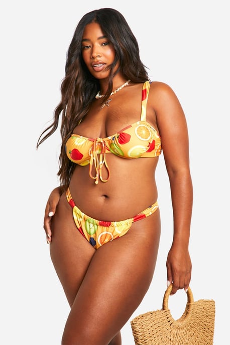 Plus Fruit Print High Side Bikini Breif - Image 3