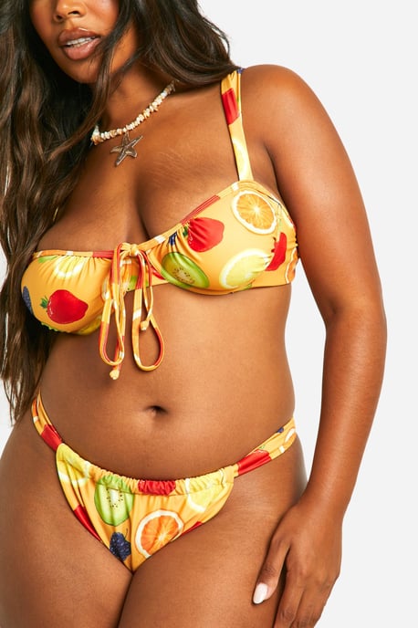 Plus Fruit Print High Side Bikini Breif - Image 4