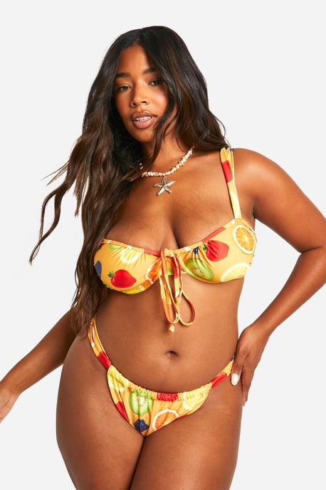 Plus Fruit Print High Side Bikini Breif - Image 5