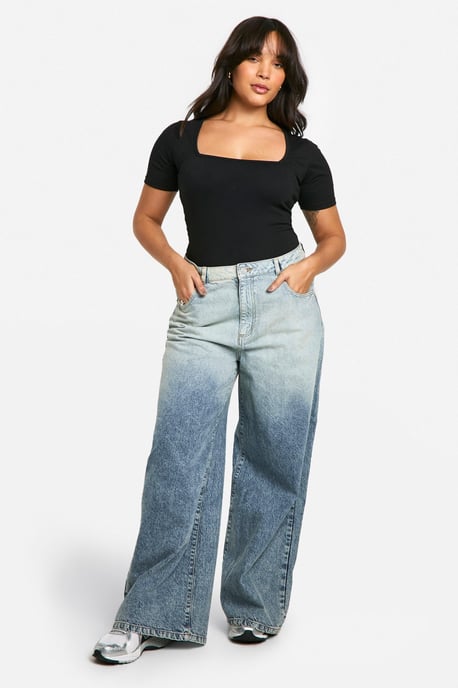 Boohoo Basics Plus Cotton Square Neck Short Sleeve Bodysuit - Image 3