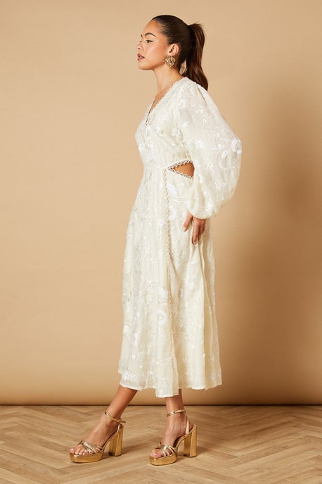 Chiffon Sequin Embellished Floral Midaxi Dress - Image 2