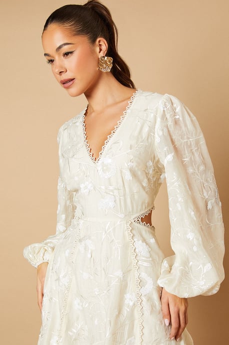 Chiffon Sequin Embellished Floral Midaxi Dress - Image 4