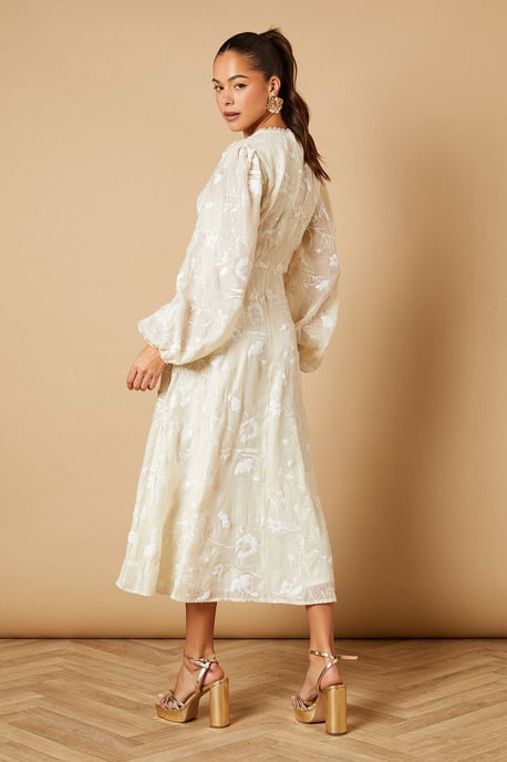 Chiffon Sequin Embellished Floral Midaxi Dress - Image 5