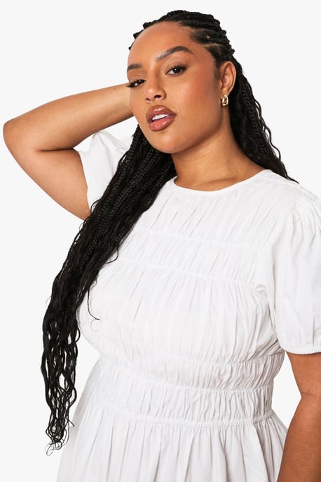 Plus Cotton Shirred Skater Dress - Image 4