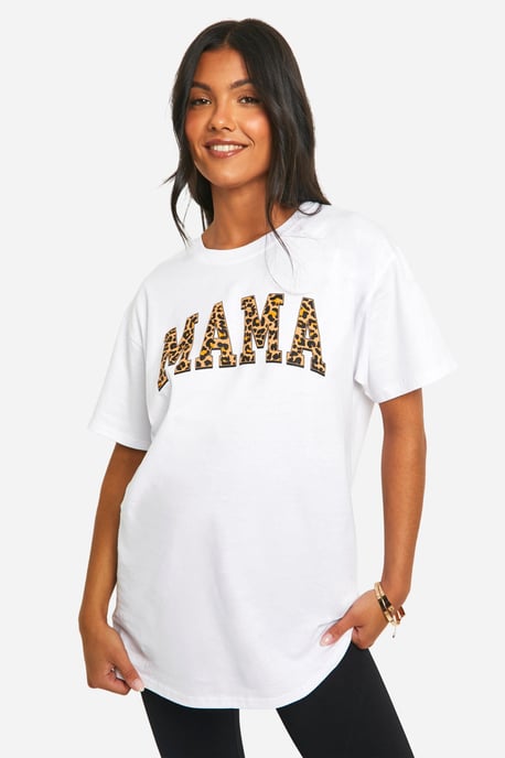 Maternity Mama Leopard Print Oversized T-shirt - Image 1