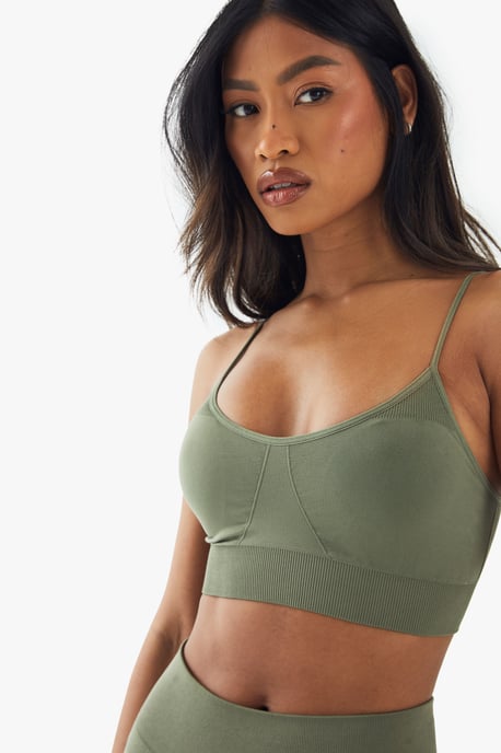 Premium Sculpt Seamless Ribbed Detail Light Support Sports Bra - Image 4