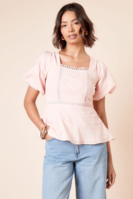 Embroidered Front Square Neck Top - Image 2
