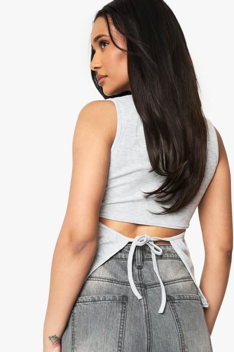 Rib Sleeveless Open Tie Back Top - Image 2