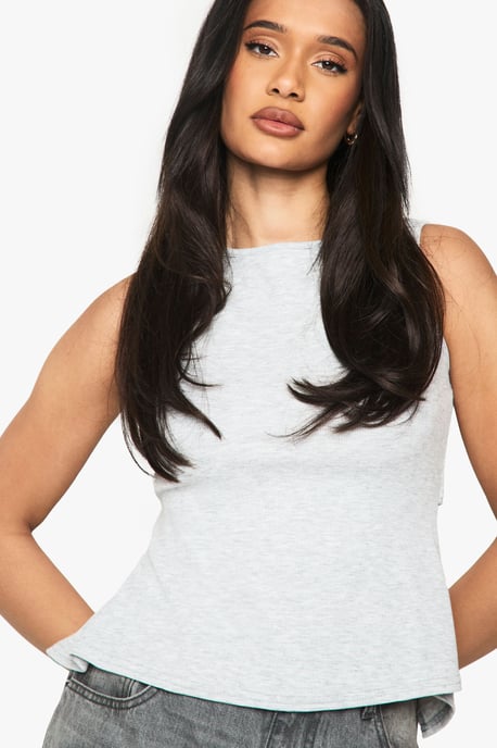 Rib Sleeveless Open Tie Back Top - Image 4