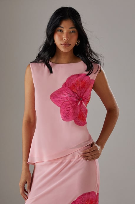 Placement Chiffon Asymmetric Top - Image 2