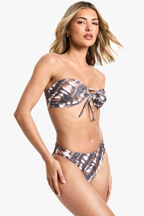 Tie Dye Print V-Front High Leg Bikini Bottoms - Image 1