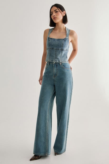 Denim Lace Back Top - Image 2