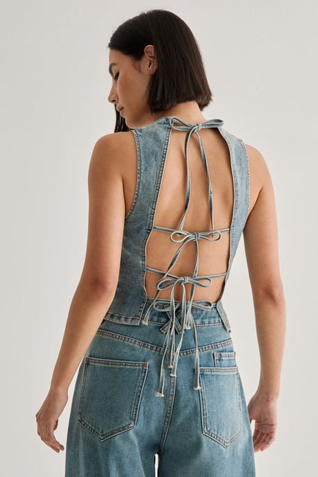 Denim Lace Back Top - Image 4