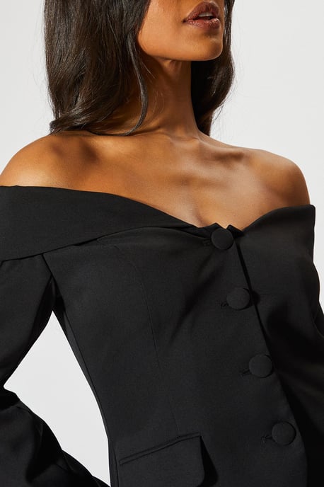 Tailored Bardot Button Down Blazer - Image 2