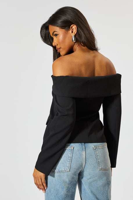Tailored Bardot Button Down Blazer - Image 4