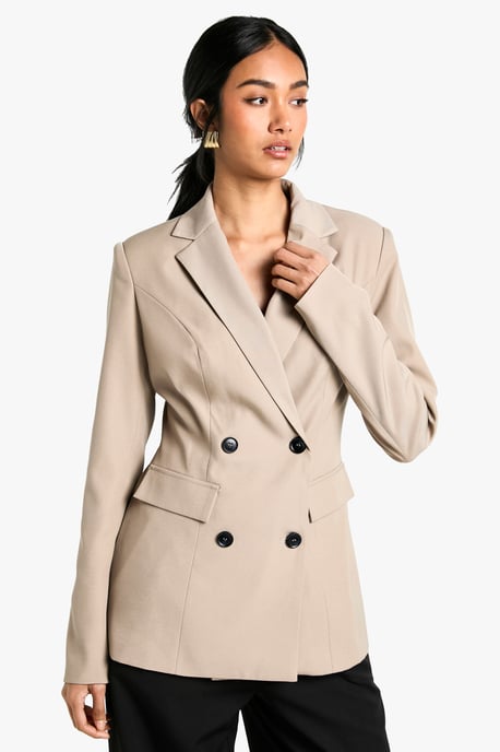 Woven Cinched Waist Blazer - Image 1