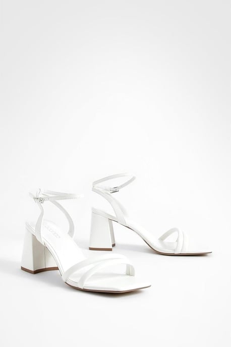 Padded Strap 2 Part Mid Block Heels - Image 1