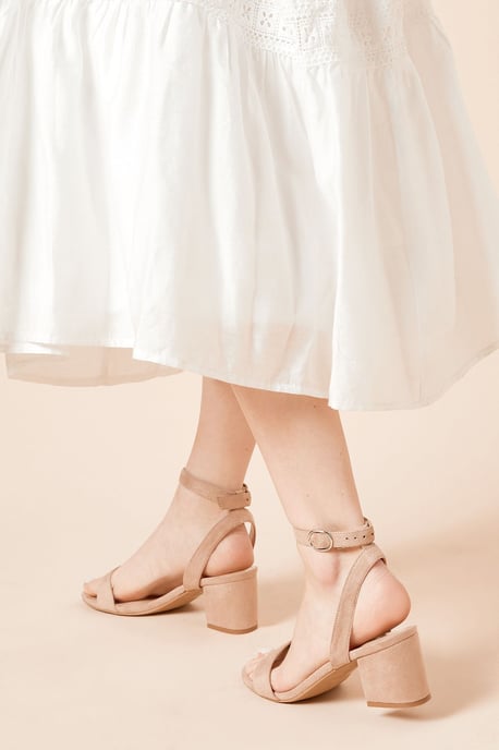 Dorothy Perkins Womens Heeled Sandals Silver Mid Block Heel Open Toe Casual - Image 3