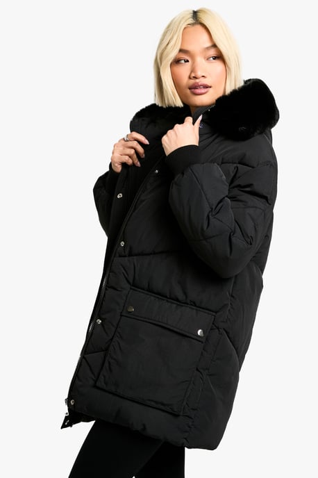 Faux Fur Hooded Parka - Image 1
