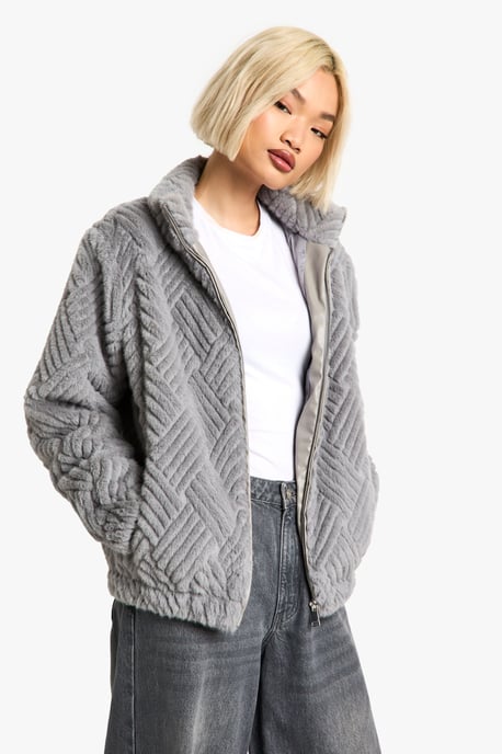 Textured Faux Fur Jacket - Image 1
