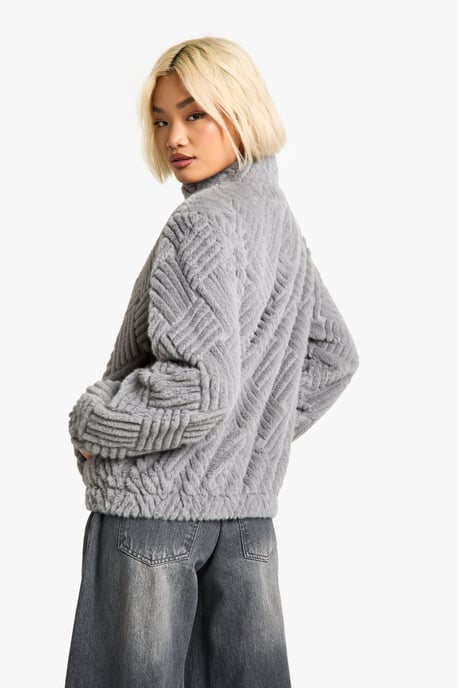 Textured Faux Fur Jacket - Image 2