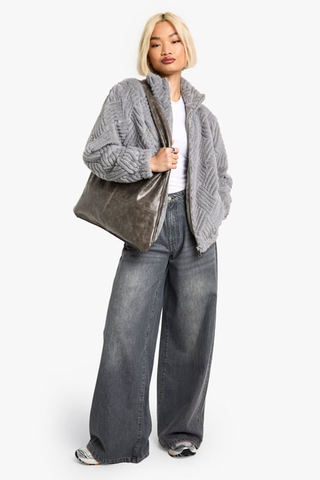 Textured Faux Fur Jacket - Image 3