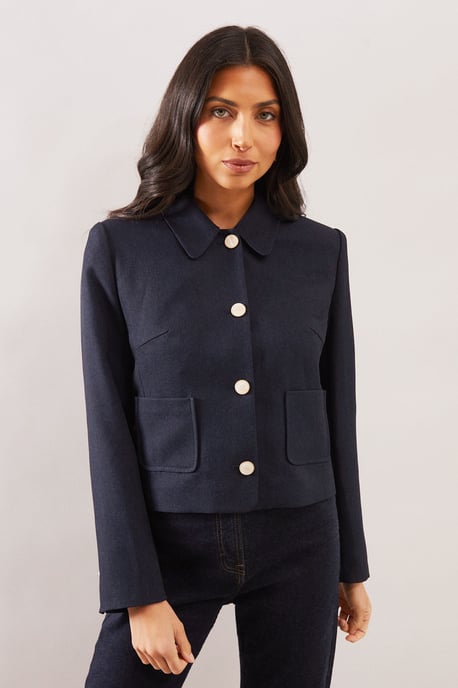 Button Detail Collared Jacket - Image 1