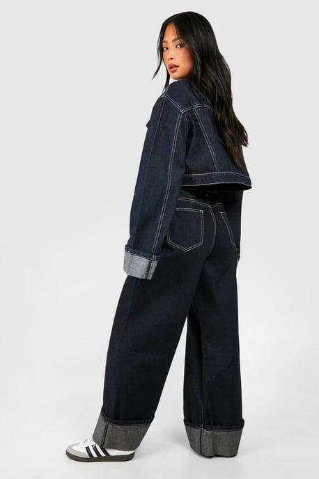 Petite Turn Up Cuff Wide Leg Jean - Image 2